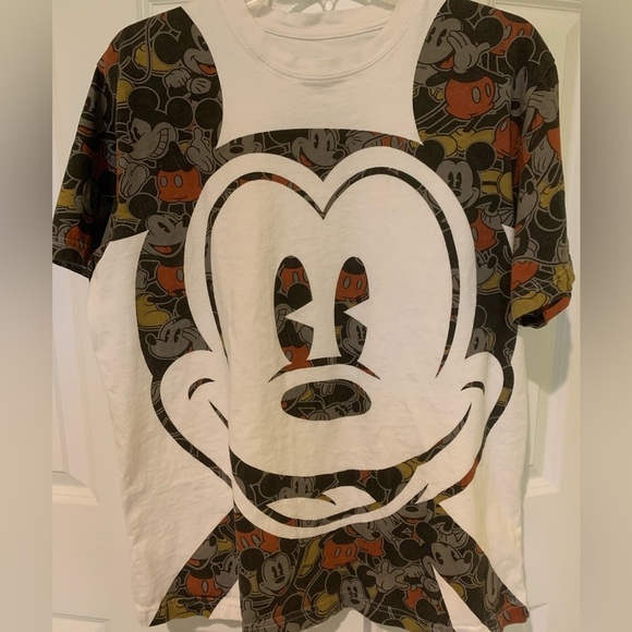 Disney Park Mickey Mouse Face Tee Rare Shirt Size Large White Red Grey Vintage - Picture 8 of 12